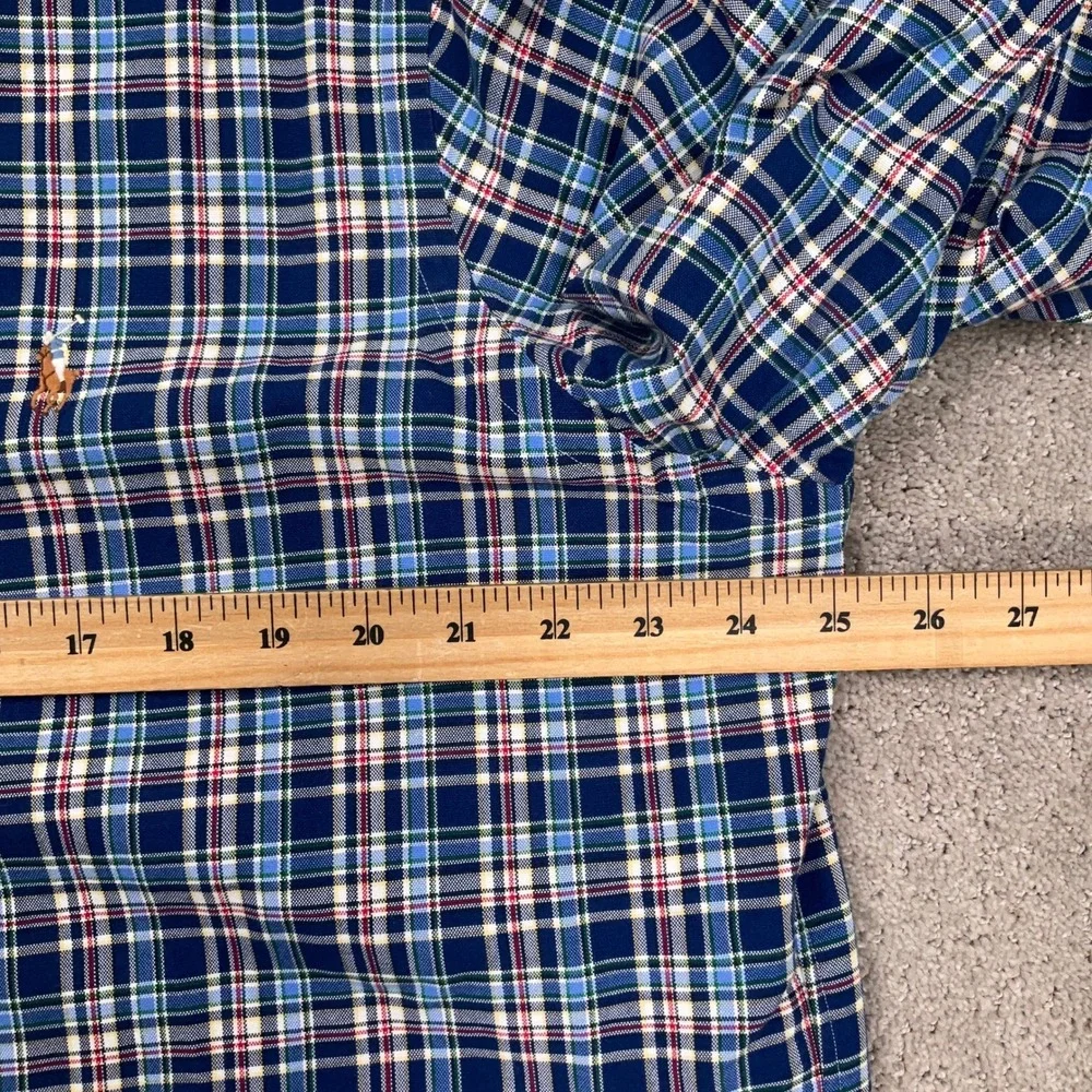 Polo Ralph Lauren Men XL Blue Tartan Plaid Classic Fit Preppy Pony Logo